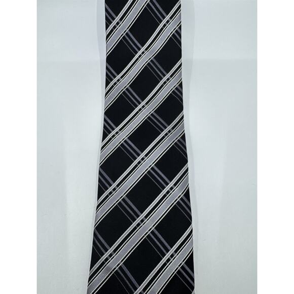 Sean John Black and Grey Striped Men's Neck Tie - Picture 3 of 13
